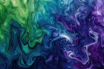 Obraz premium Green Purple Abstract Texture: Blue and Purple Swirls Creating a Space-like Artistic Design