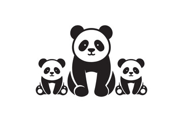 Panda sillhouatte vector illustration 