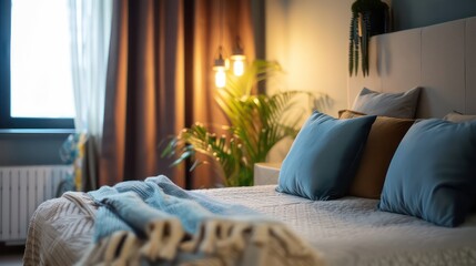 Fototapeta premium luxurious bedroom in modern apartment, bedroom interior design