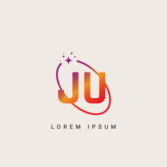 JU UJ unique logo vector template illustration