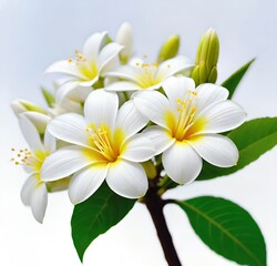 Obraz premium frangipani flower isolated on white, white, nature, plant, blossom, tropical, yellow, flowers, bloom, garden, beauty, leaf, flora, tree, floral