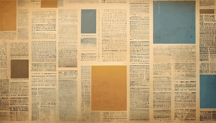 Obraz premium stack of weathered old newspapers with visible texture old paper background with a worn, grunge texture, reminiscent of aged newspaper pages
