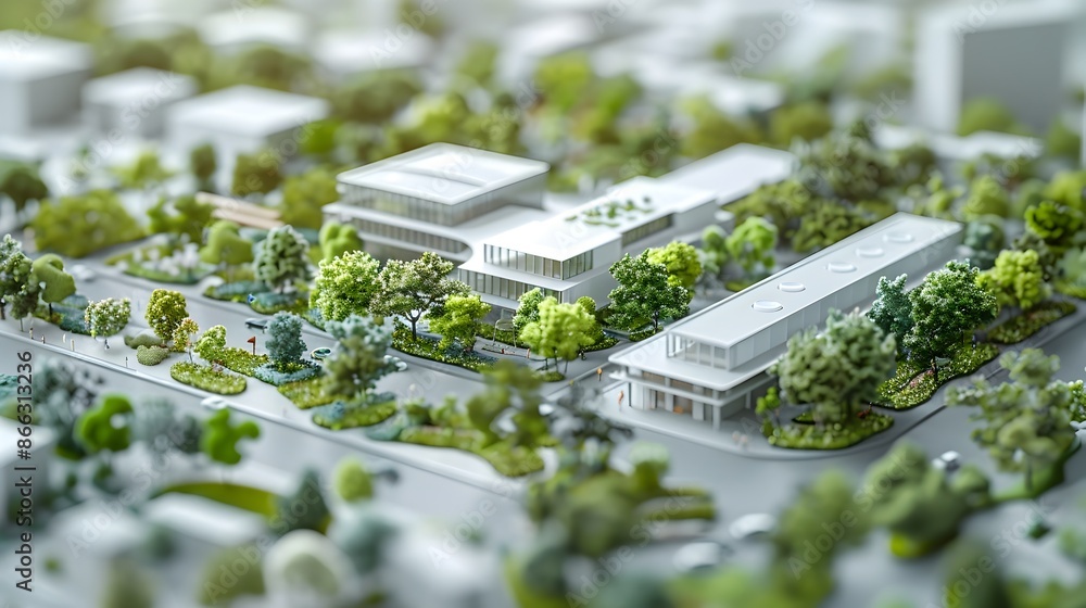 Aufkleber sustainable urban redevelopment project incorporating green spaces and community resources