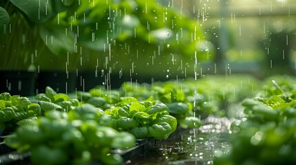 Fototapeta premium Advanced Hydroponic Greenhouse with Recycled Water System for Sustainable Plant Growth