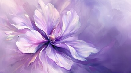 Obraz premium Delicate flower of pastel purple color painted with oil paint. close up.