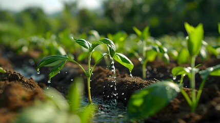 Thriving Agricultural Landscape with Innovative Drip Irrigation and Moisture Sensors for Efficient Water Management
