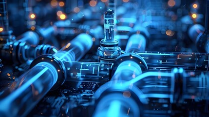 Conceptual Art of a Futuristic Water Distribution Network with Advanced Leak Detection and Repair Systems for Water Management