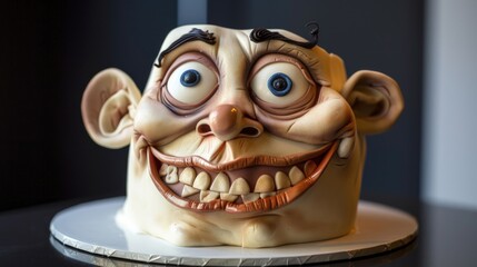  Delicious Face Man Cake with Joyful Expression.