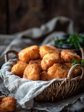 Vetkoek food. Crispy, mouth-watering South African classic &ndash; perfect filled with savoury mince or sweet jam. Food in South Africa