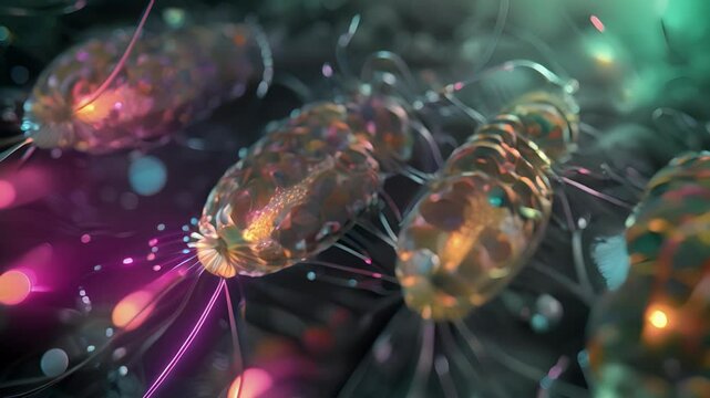 An intense microscopic view of elongated apical meristem cells with constantly dividing nuclei the source of plant growth.