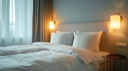 comfy clean interior design bedroom, modern home