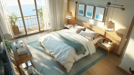comfy clean interior design bedroom, modern home