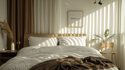 comfy clean interior design bedroom, modern home