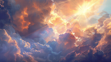 sky painting in baroque style, created with generative AI technology