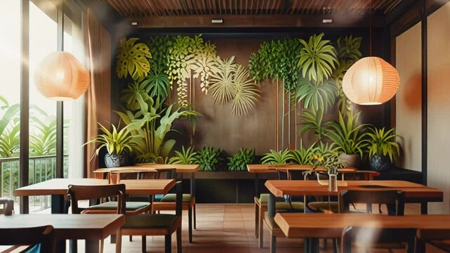 Home room with beautiful pentai background, in smooth looping background with 4K video animation 