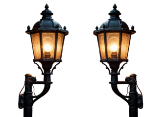 modern classic design street lighting lamp Brussels, Street photography. Lights on for people walking. City lamppost close-up. Street evening landscape in the capital of European Union in spring time