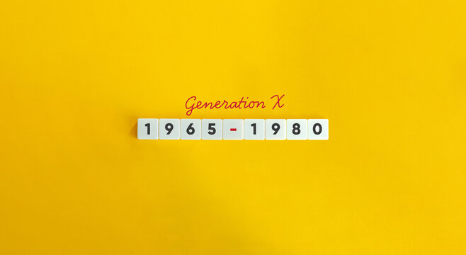 Generation X or Gen X Banner and Concept Image. Text on Block Letter Tiles on Yellow Background. Minimalist Aesthetics.