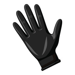 Black empty nitrile protective glove isolated on white
