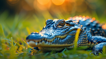 Fototapeta premium alligator in the grass