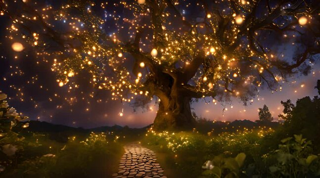 Take a mesmerizing midnight stroll through a secret fairy garden lit by glowing fireflies