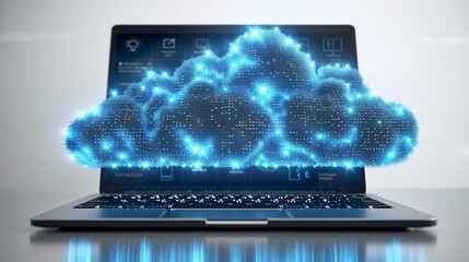 cloud and laptop, cloud service concept