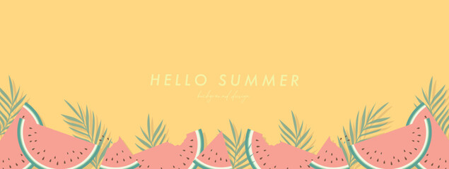 スイカ  夏   素材セット フレーム 背景 ベクターイラスト シンプル おしゃれ