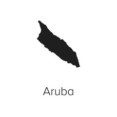 Aruba Map Vector Illustration - Silhouette, Outline, Aruba Travel and Tourism Map