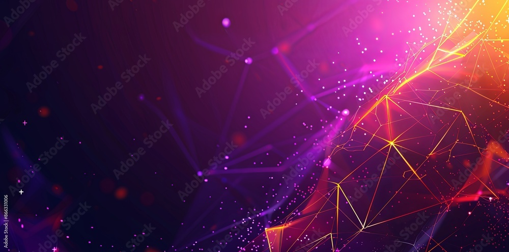 Aufkleber abstract background with glowing polygonal lines and dots
