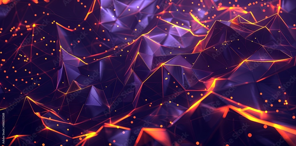 Aufkleber abstract background with glowing polygonal lines and dots
