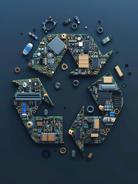 A circular economy concept for electronics showing background
