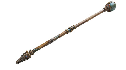 Elegant fantasy-themed staff with intricate designs and magical orb, ideal for gaming, storytelling, and creative projects.