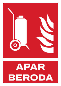 ISO fire prevention safety signs in indonesian_apar, beroda size a4/a3/a2/a1