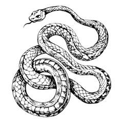 Obraz premium Sketch of a snake with head raised, side view, on a white background