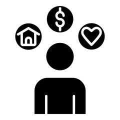 public service icon black line and black glyph