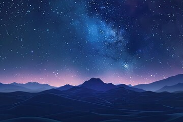 Night sky flat design front view milky way 3D render complementary color scheme