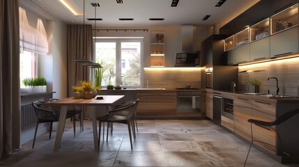 kitchen interior of modern house apartment, luxurious kitchen design