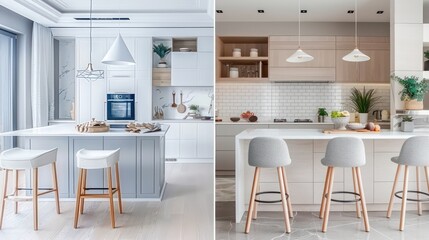 kitchen interior of modern house apartment, luxurious kitchen design