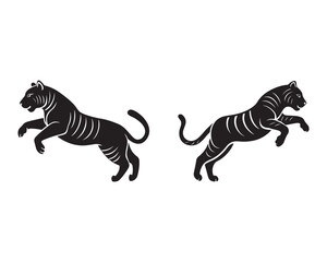 Obraz premium simple tiger jumping-silhouette jumping-vector AI generated 