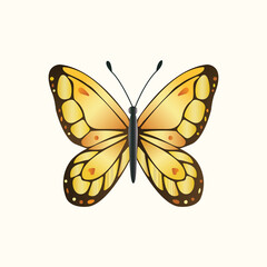 Yellow butterfly vector illustration on light yellow background.
