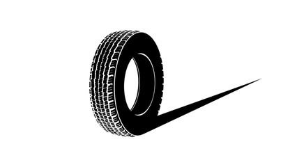 tire mileage, black isolated silhouette