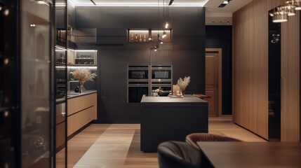 Fototapeta premium modern living room with kitchen, open kitchen, open living room, kitchen design, interior design