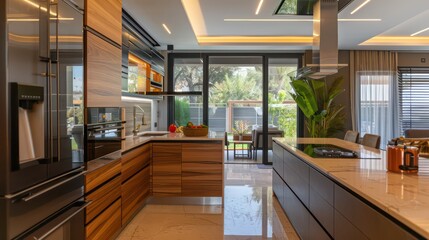 modern living room with kitchen, open kitchen, open living room, kitchen design, interior design