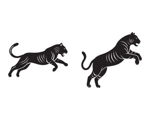 Obraz premium simple tiger jumping-silhouette jumping-vector AI generated 