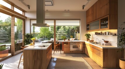 Fototapeta premium modern interior of a kitchen, beautiful kitchen design