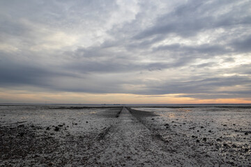 Winter sunset at Westcliff-on-Sea, Essex, England, United Kingdom