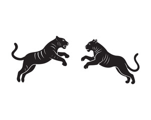 Obraz premium simple tiger jumping-silhouette jumping-vector AI generated 