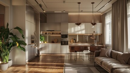 kitchen interior of a modern house apartment