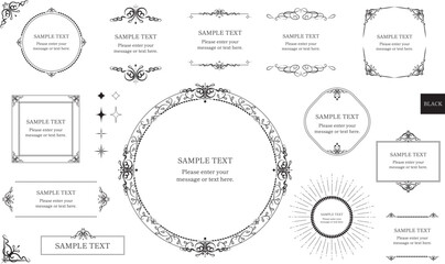 豪華なアンティークフレームと飾り枠のデザインセット　エレガント　ウェディング