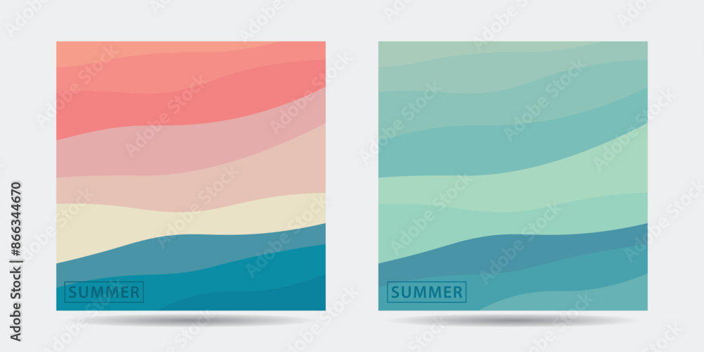 Poster abstract background design with summer color theme, with wavy patterns,abstract summer wave backgrou