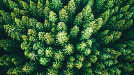 Aerial view of dense green forest canopy